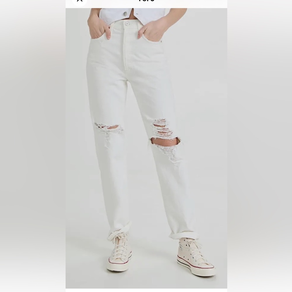NWT CITIZENS OF HUMANITY EVA hog rise BAGGY BUTTON FLY size 28 white denim jeans